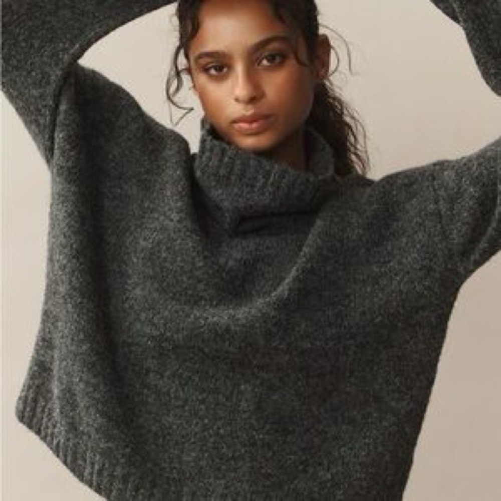 Anthropologie 2024 The Lennon Wide-Sleeve Turtleneck Sweater by Pilcro Black XS